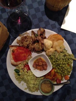 A wintry vegan platter at Una Terrazza in Toscana in Monterchi
