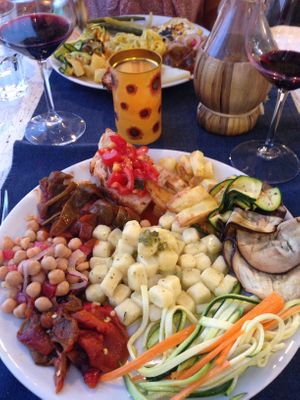 Vegan platter at Una Terrazza in Toscana in Monterchi