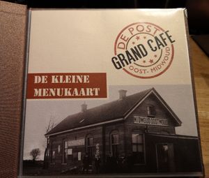 Menu at Café de Post in Midwoud