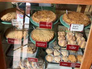 Vegan-Apple, sugar free apple, strawberry rhubarb, pie crust cookie  at Apple Alley Bakery in Julian