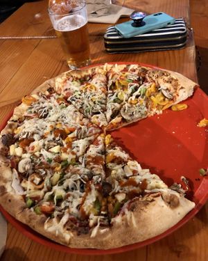 Vegan pizza: vegan cheese & veg option toppings  at Julian Beer Co. in Julian