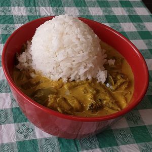 Golden Veggie Curry w/ Jasmine Rice at Juju's Vegan Cajun & Creole Cuisine  in Lincoln