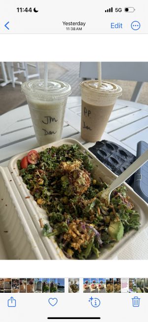 Lunch for two! 2 smoothies and a Baja bowl about $40 including tip. Very good!  at Leahi Health in Koloa