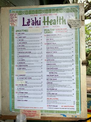 Menu, January 2020 at Leahi Health in Koloa