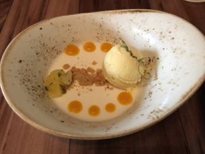 Vegan Lime Pana Cotta w/ Lime Mango Sorbet at Walt Disney World - Jungle Navigation Co Skipper Canteen in Lake Buena Vista