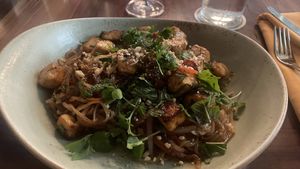 Noodles (sub shrimp with tofu and no eggs)  at Walt Disney World - Jungle Navigation Co Skipper Canteen in Lake Buena Vista