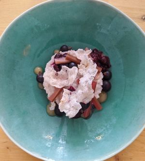 Riz au lait (vegan) - casseille - rhubarbe - Chaï at Locafé in Grenoble