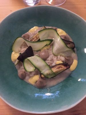 Risotto aubergine courgettes vadouvan  at Locafé in Grenoble