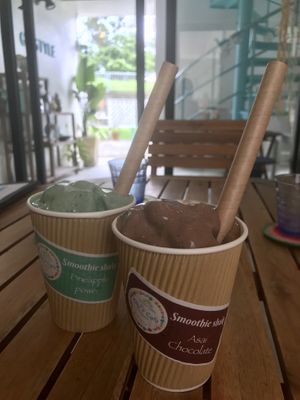 Choice of soy available! at Elly's Cafe in Onna