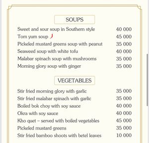 Menu at Bodhi in Hanoi