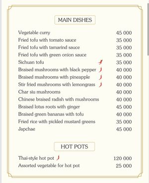 Menu at Bodhi in Hanoi