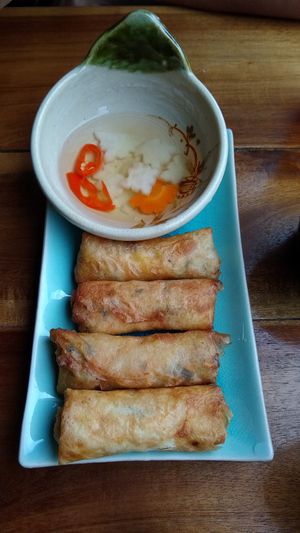 Fried spring rolls at Bodhi in Hanoi