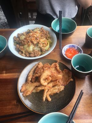 Mushrooms and rice at Bodhi in Hanoi