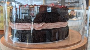 Raspberry chocolate cake at More? The Artisan bakery in Staveley