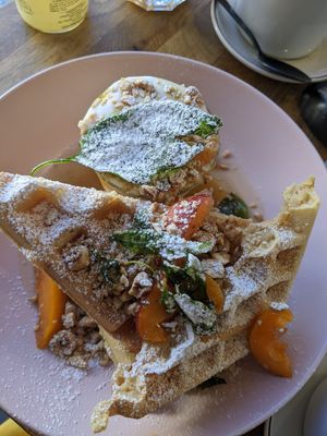 Vegan waffles (yummmm) at Method in Kendal