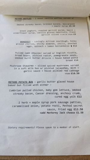 Menu 1 at Method in Kendal