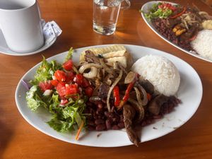 Vegan casados with soy meat  at Tipico De Fraijanes in Alajuela
