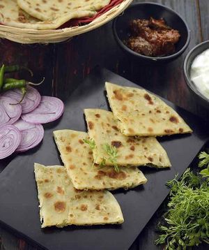 Fresh Kulcha bread of Potatoes and Onions at Taj Mahal in San Jose