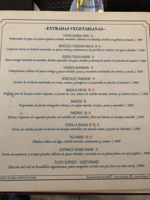 Menu  at Taj Mahal in San Jose