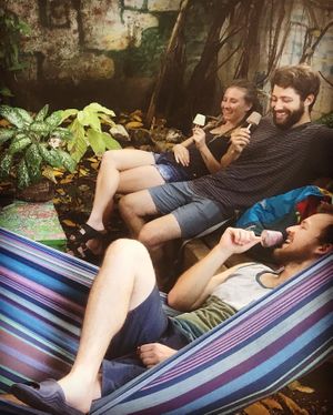 Friends at Ciao Cacao Hostel & Cafe in Flores