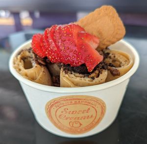 Cold Brew Coffee (with strawberry and Oreo crumbles instead of condensed milk and chocolate chips) at Sweet Creams in Honolulu