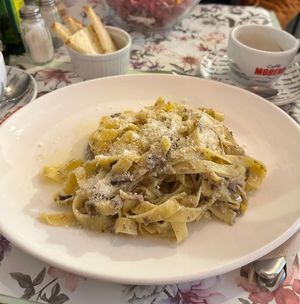 Mushroom Sauce Pasta at Zebu in Bologna