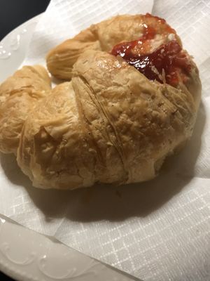 Vegan strawberry jam croissant  at Zebu in Bologna