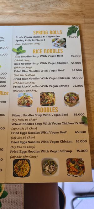 Vegan menu at Huong Viet in Hanoi