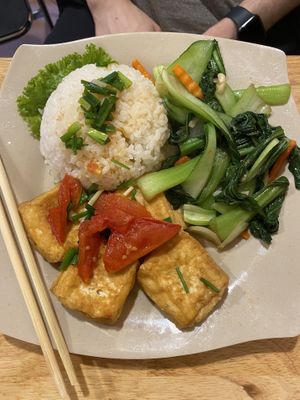 Tomato tofu and veg  at Huong Viet in Hanoi