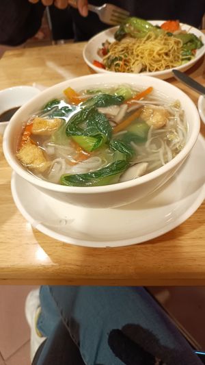 Vegetables rice noodle soup at Huong Viet in Hanoi