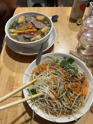 Vegan Beef Pho and Green Papaya Salad   at Huong Viet in Hanoi