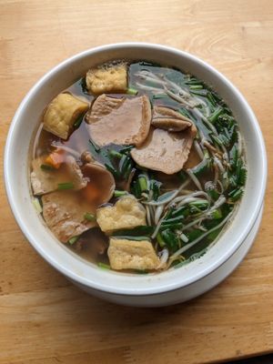 Vegan 'chicken' pho at Huong Viet in Hanoi