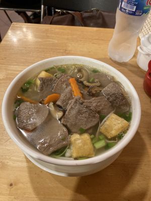 Vegan beef pho  at Huong Viet in Hanoi