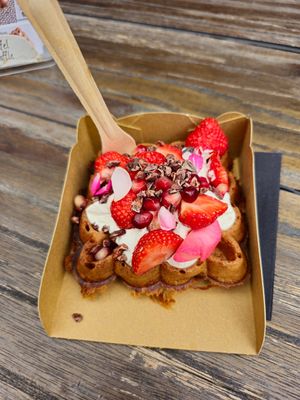 Crispy cacao waffle at Otto Waffle Atelier in Bruges
