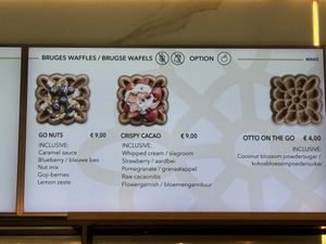 Menu  at Otto Waffle Atelier in Bruges