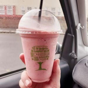 Strawberry Oat Mylk Milkshake at Conscious Cow in Worthing