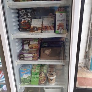 Some of Right hand Fridge at Conscious Cow wholefoods vegan shop and cafe at Conscious Cow in Worthing