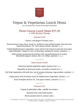 Set lunch menu, Dec 2019. at Roly's Bistro in Dublin