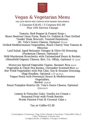 Set dinner menu, Dec 2019. at Roly's Bistro in Dublin