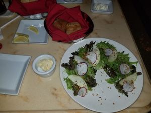 Mixed field greens and tapioca dinner rolls at Walt Disney World - Be Our Guest in Lake Buena Vista