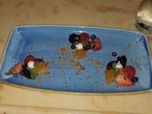 Mixed fruit, a bit of cake, and a fruit sauce underneath at Walt Disney World - Be Our Guest in Lake Buena Vista