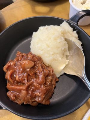 Additional helping of jackfruit and mashed potatoes! All you can eat!   at Garden Grill in Orlando