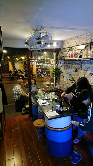 The entrance & where to place your order. 
Shoes off to go upstairs please.
Choo-Choo!!  at The Railway Hanoi 2 in Hanoi