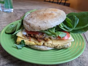 Garden Breakfast Muffin at Portia's Diner in Clintonville