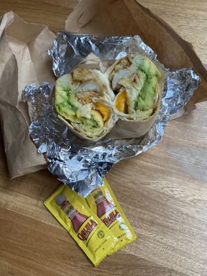 Breakfast burrito… amaze  at Om Juice Bar in New York City