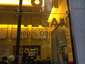 Outside of om at Om Juice Bar in New York City