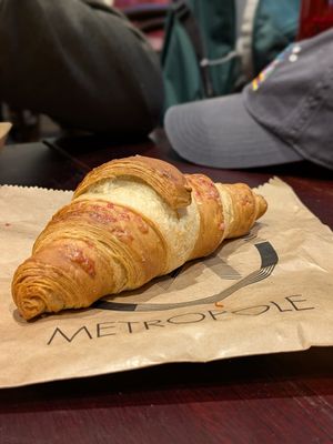 Raspberry crosissant at Metropole QVB in Sydney