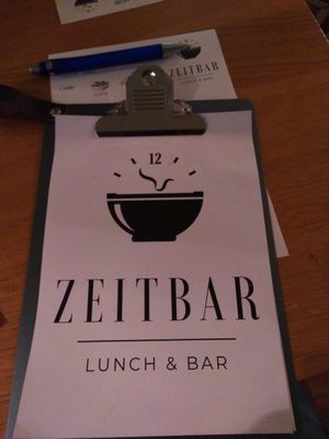 Getränkekarte at Zeitbar in Bad Kissingen