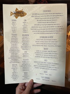 Drinks menu  at Osteria 57 in New York City