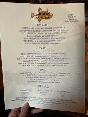 Menu  at Osteria 57 in New York City